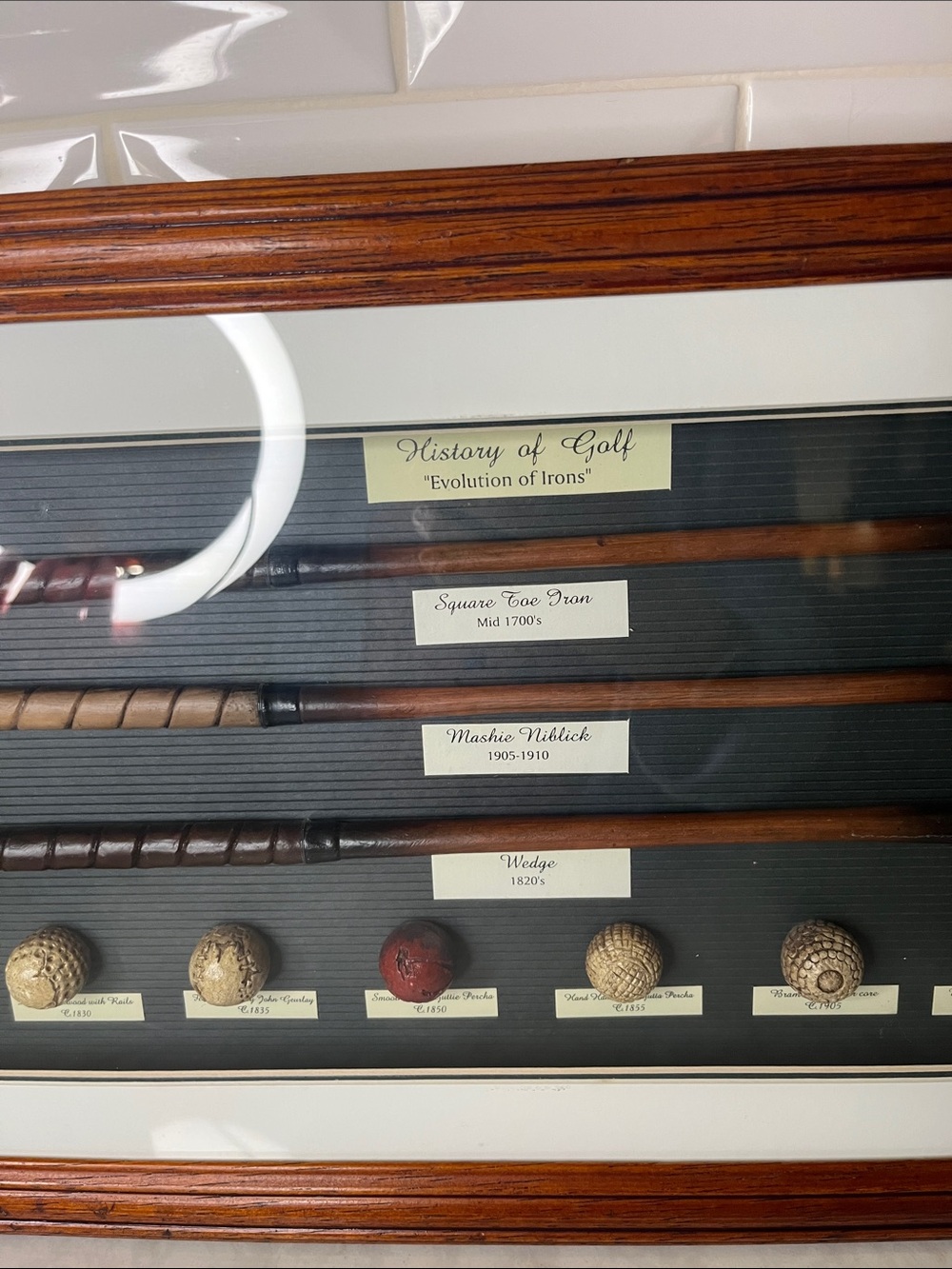 Framed History of Golf Evolution of Clubs Irons Balls Shadow Box Display Vintage - Picture 4 of 13